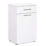 Bathroom cabinet Chad pakoworld with laundry basket in white gloss color 52x38x83cm