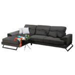 Corner sofa PWF-0503 pakoworld right corner velvet anthracite-black 308x190x100/92cm
