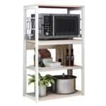 Floor rack Wille pakoworld metal white-natural 50x30x99cm