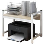 table shelf unit Cadia pakoworld metallic in white-natural color 53x35x44cm