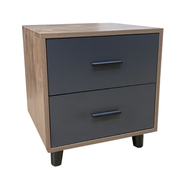 Bed side Olino pakoworld dark grey-light walnut 43x40x48cm