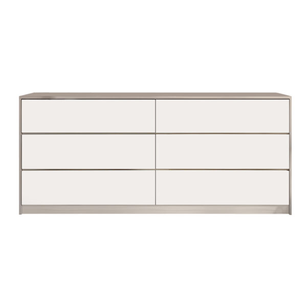 Kuanger pakoworld chest of drawers in white-natural shade 120x40x70cm
