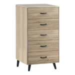 Adrenile pakoworld mdf chest of drawers in natural shade and black metal leg 80x40x114cm