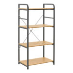 Floor-standing shelf Depo pakoworld black metal-mdf in oak shade 60x40x120cm