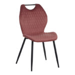 Bongo chair pakoworld velvet in rotten apple shade with black metal legs 56.5x47x84cm