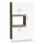 Kitchen cabinets Defne pakoworld in white-walnut color 89x37.5x160cm