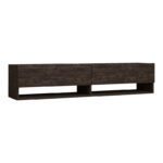 Melosa pakoworld wall-mounted TV cabinet in dark walnut shade 141x30x31cm