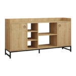 Delta sideboard pakoworld in oak color with black metal legs 160x40x85cm