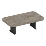 Linea I pakoworld side table in anthracite  marble finish with black metal legs 20x35x10cm
