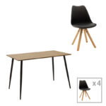 Dining table Cuba-Caron A set of 5 pakoworld MDF and pp in black-natural shade 120x70x76cm