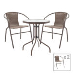 Obbi-Watson pakoworld dining table set of 3 brown metal-pe D60x70cm