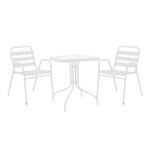 Watson-Sussie dining table pakoworld white metal-glass 70x70x70cm