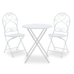 Dining set 3pcs Walen pakoworld white metal