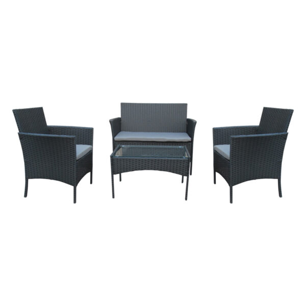 Garden lounge Calmness pakoworld set 4pcs rattan black-fabric grey