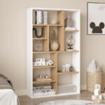 Bookcase Boteca 10-seater pakoworld in natural-white shade 75x22x123.6cm