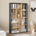 Bookcase Boteca 10-seater pakoworld in natural-anthracite shade 75x22x123.6cm
