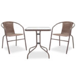 Obbi-Watson dining set 3pcs pakoworld metal-pe brown