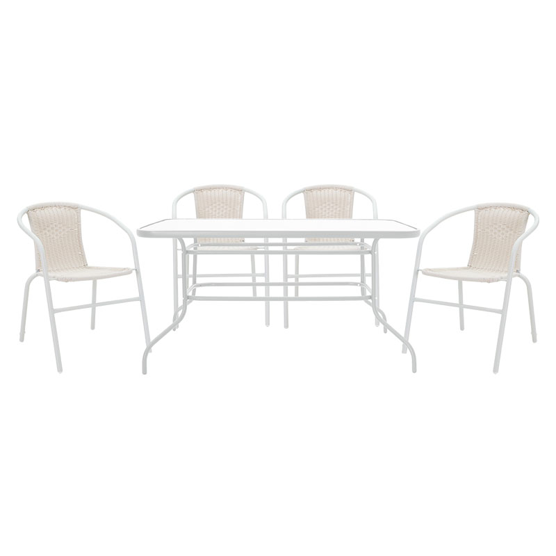 Dining set 5pcs Valor-Obbi set 5pcs pakoworld metal-pe white