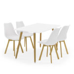 Dining table Natali-Gaston set of 5 pieces white in white-natural shade 120x80x73cm