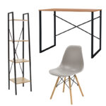 Ramon-Zyn-Julita student office furniture package in gray shade pakoworld set of 3 pcs