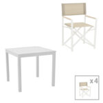 Dining table Kliton - Mabu set of 5 pakoworld aluminum in white shade 80x80x74cm