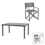 Dining table Mabu-Kliton A set of 5 pakoworld aluminum in anthracite shade 150x80x74cm
