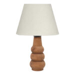 Cabini pakoworld table lamp beech wood and fabric in cream color 22x22x30cm