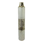 Decorative vase Tecna Inart metal in gold and white shade D14.6x81.3cm