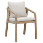 Malibu armchair pakoworld solid acacia wood-beige fabric 66x55x75cm