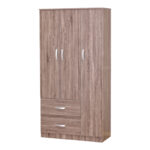 Wardrobe Zelia pakoworld with 2 doors and drawers in walnut color 90x42x180cm
