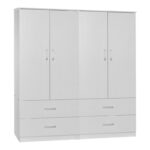 Zelia A pakoworld four-leaf wardrobe with 4 drawers color white 158x42x180cm