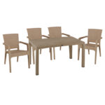 Dining set Explore-Halcyon pakoworld set 5pieces PP cappuccino150x90x73.5cm