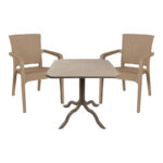 Dining table Icoan-Halcyon pakoworld set of 3 pieces PP in cappuccino color