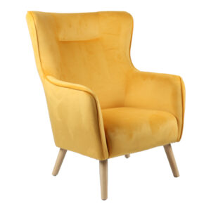 Insicive armchair pakoworld velvet mustard-natural leg 72x89x105cm