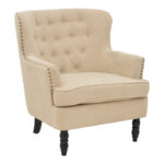 Ármchair Keisi pakoworld beige fabric-rubberwood leg in black shade 81.5x84x92.5cm