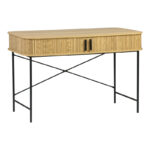 Work desk Scandi pakoworld MDF/Metal in natural color with black metal legs 120x60x76.5cm