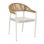 Elation aluminum armchair pakoworld stackable white frame-textilene natural rattan 56x52x76cm