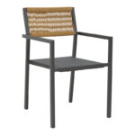 Aluminum armchair Savor pakoworld stackable anthracite frame-textilene natural rattan 55x58x83cm