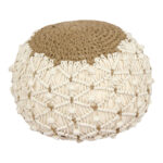 Boha Inart jute stool-pouf in natural and white shade D40x30cm