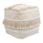 Scauni Inart cotton pouf in white-beige shade 50x50x50cm
