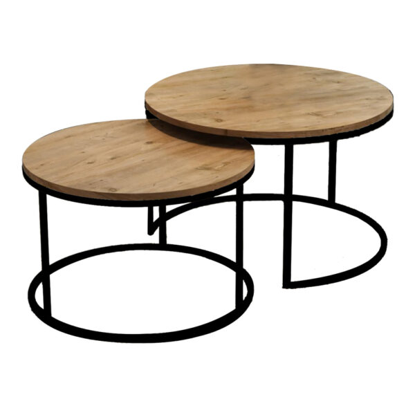 Coffee tables Solme pakoworld set 2pcs natural melamine-black metal