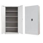 Metal wardrobe Ugren by Pakoworld in light grey shade, 90x40x180cm.