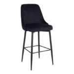 Zedna bar stool pakoworld black velvet with black metal legs 52x57x111cm