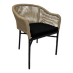 Aluminum armchair Legana pakoworld stackable anthracite frame-natural rattan 56x66x82cm