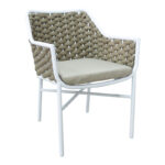 Ortegia pakoworld stackable aluminum armchair with white frame-khaki rope 57x62x82cm