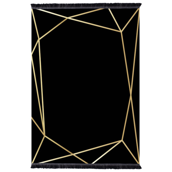 HM7677.30 120X170cm, black-gold with fringes, JOSIANE