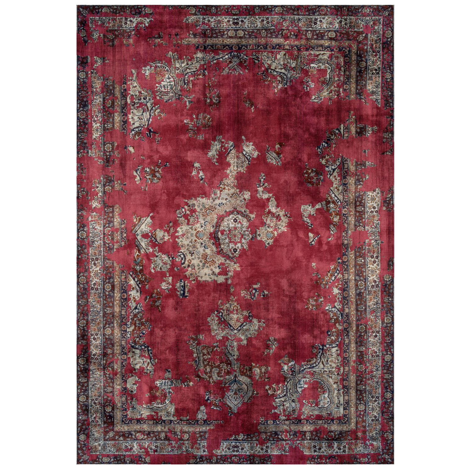 HM7675.04, ethnic reddish area rug, fringes, josiane, vintage