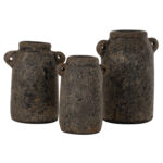 DECOR VASES 3PCS HM7710 ANTIQUE GREY TERRACOTTA