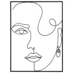 WALL DECOR HM7549 BLACK METAL FRAME FEMALE FACE
