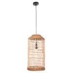 CEILING PENDANT OBLONG CYLINDRICAL CAGE CAP ABACA FIBERS IN NATURAL Φ27,5x52,5Hcm.HM7767
